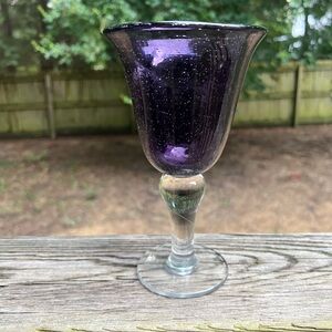 ARTLAND IRIS AMETHYST PLUM PURPLE Water Goblet Wine Bubble Glass